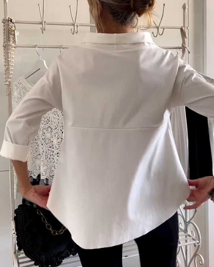 Sophia | Women’s Blouse with Boat Neck and Folded Sleeves
