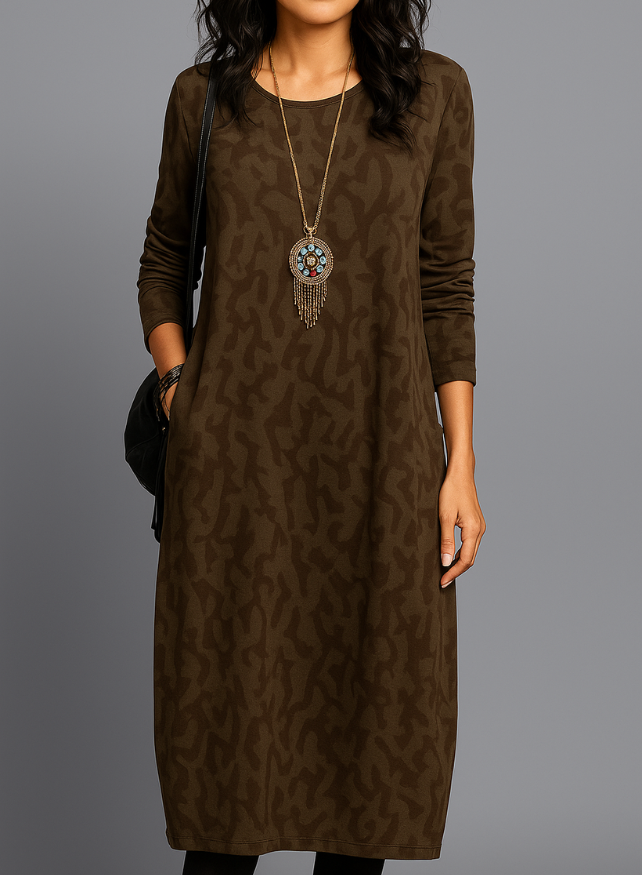 Danielle | Women’s Jacquard Winter Dress with Pockets