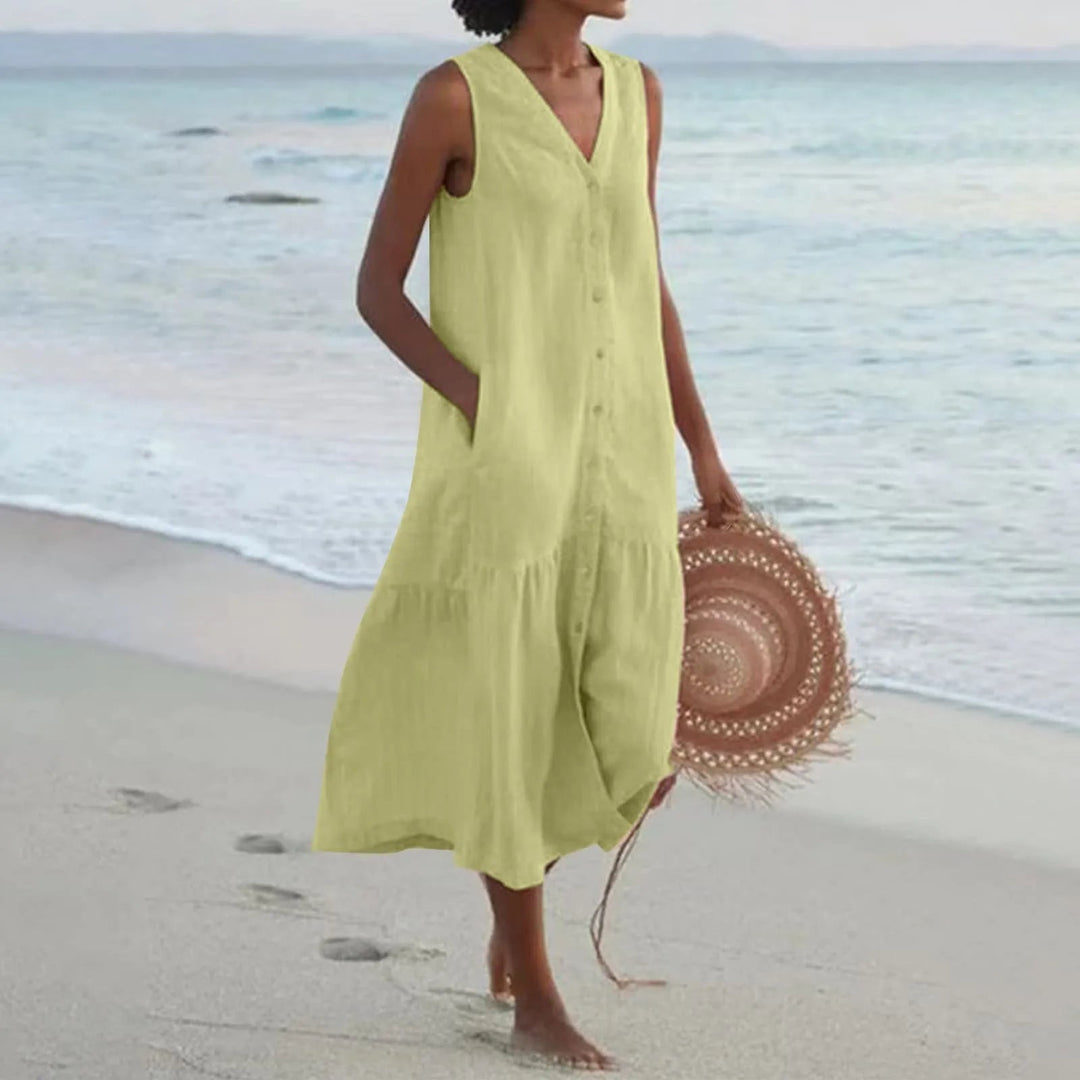 Helena | Women's Oversize Summer Dress with Sleeveless and Buttons