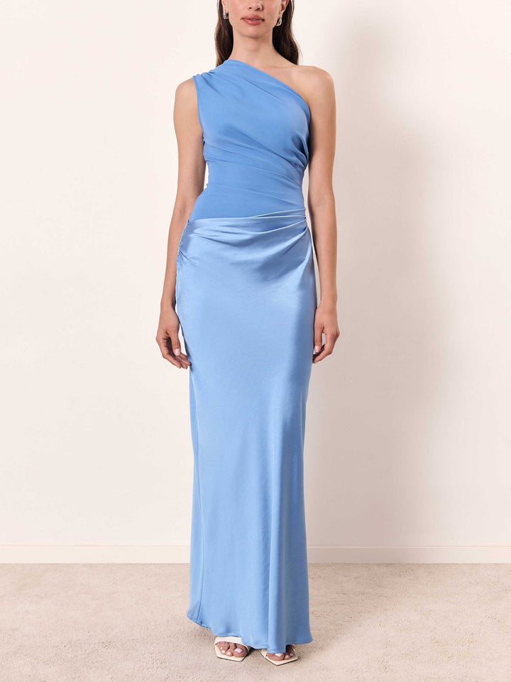 Anita | Women's Elegant One Shoulder Neck Pleated Party Maxi Dress