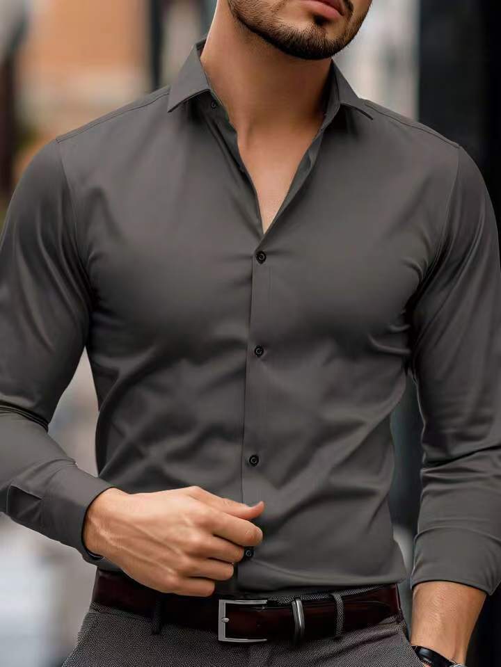 Gilbert | Men’s Slim Fit Solid Color Business Long Sleeve