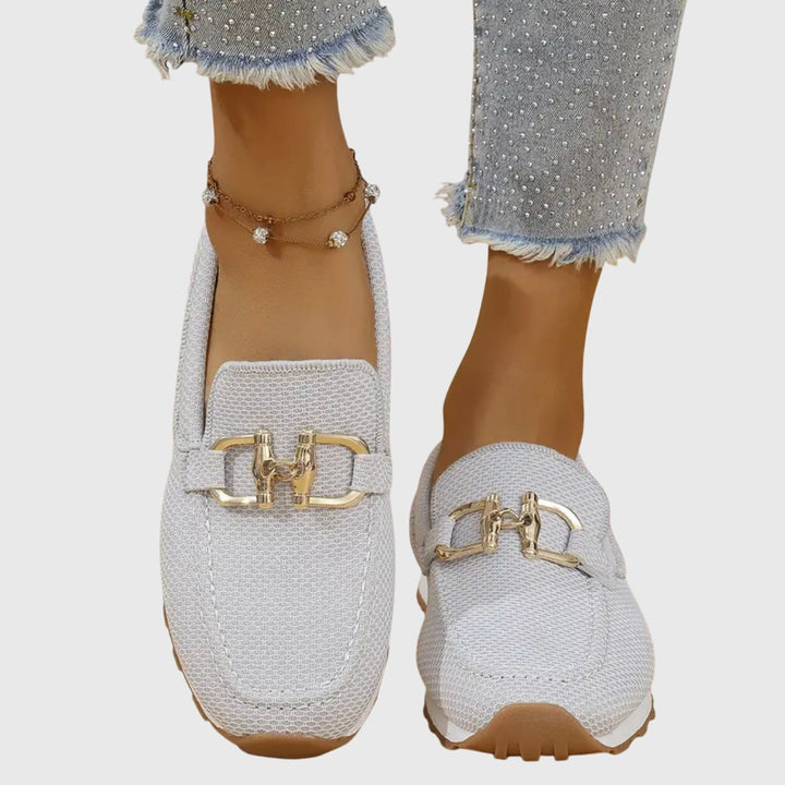 Emsley | Women's Knit Slip On Loafers with Gold Hardware