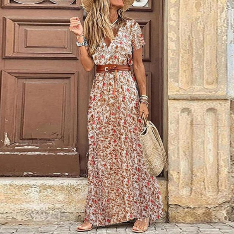 Vionette | Women’s Mandala Maxi Dress with V-neck and Slit