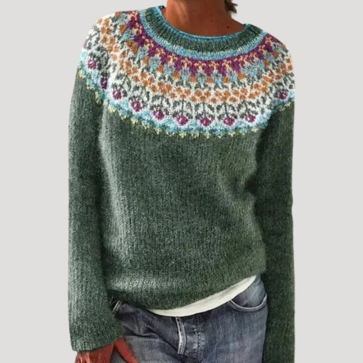 Marina | Women’s Patterned Knit Sweater with Round Neckline