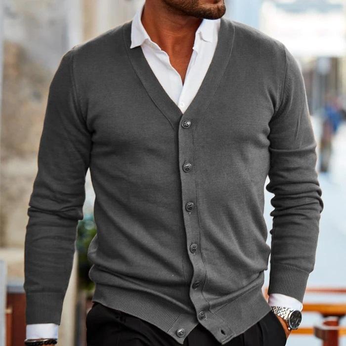 Julian | Men’s Casual V-neck Cardigan with Pockets and Ribbed Cuff