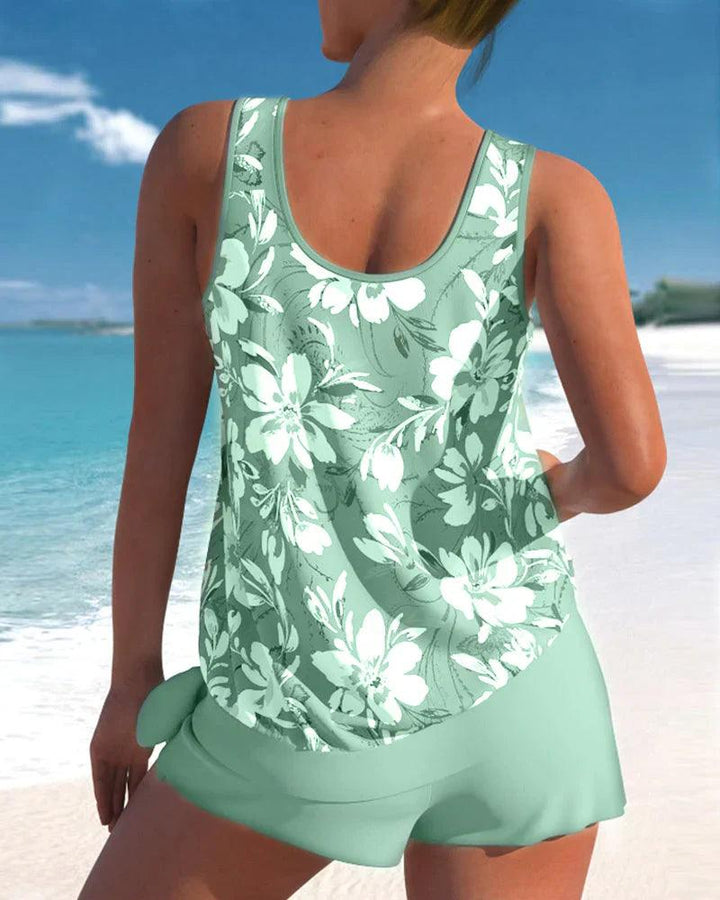 Calantha | Women's Floral Print Two Piece Tankini Swim Set