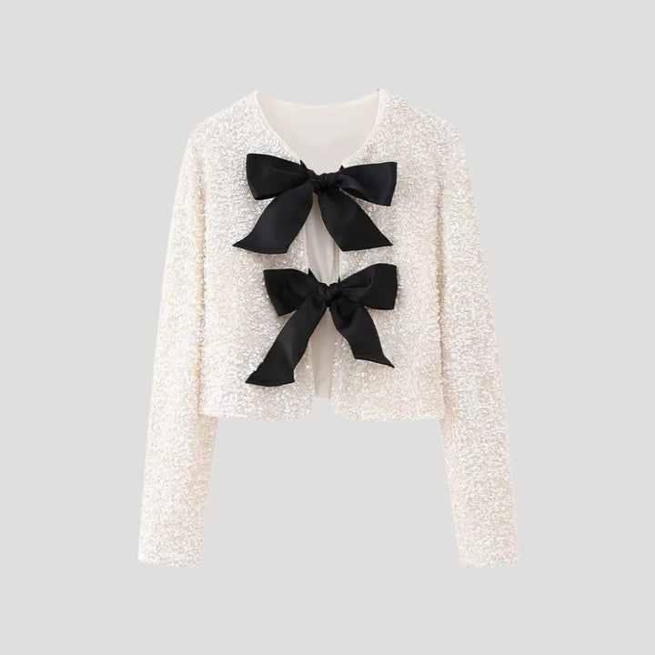 Lumina | Women’s Sequin Cardigan with Bow Accents
