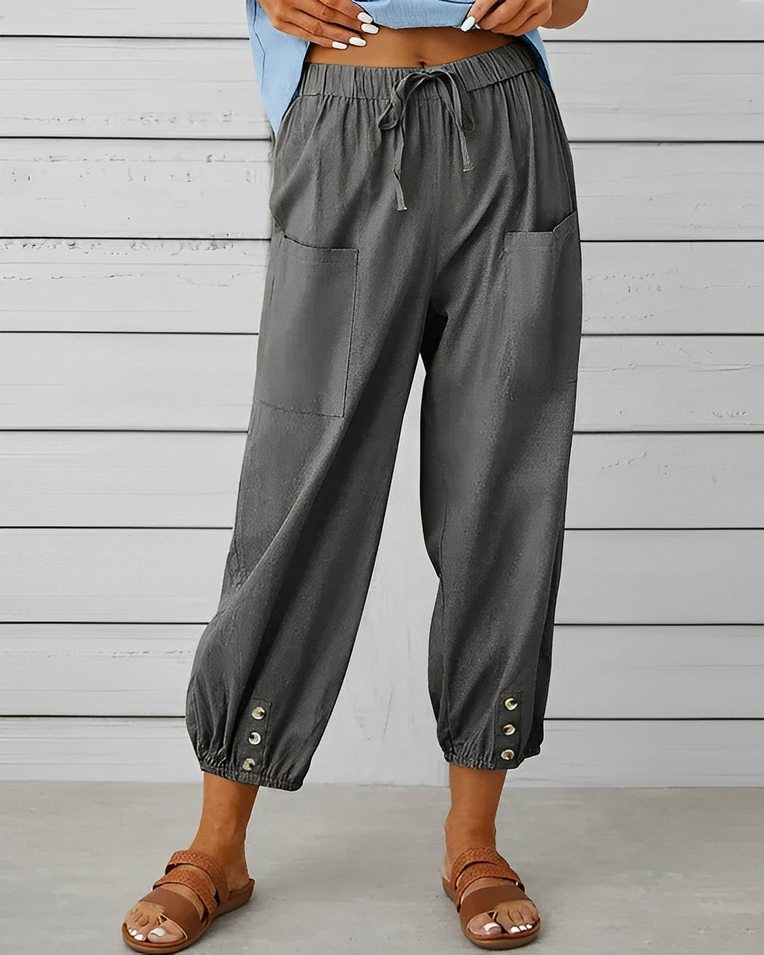 Nyra | Women’s High-Waisted Jogger Pants Pockets and Buttons