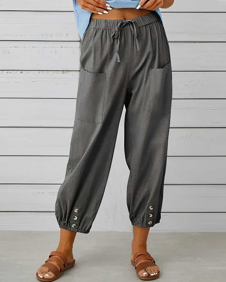 Nyra | Women’s High-Waisted Jogger Pants Pockets and Buttons