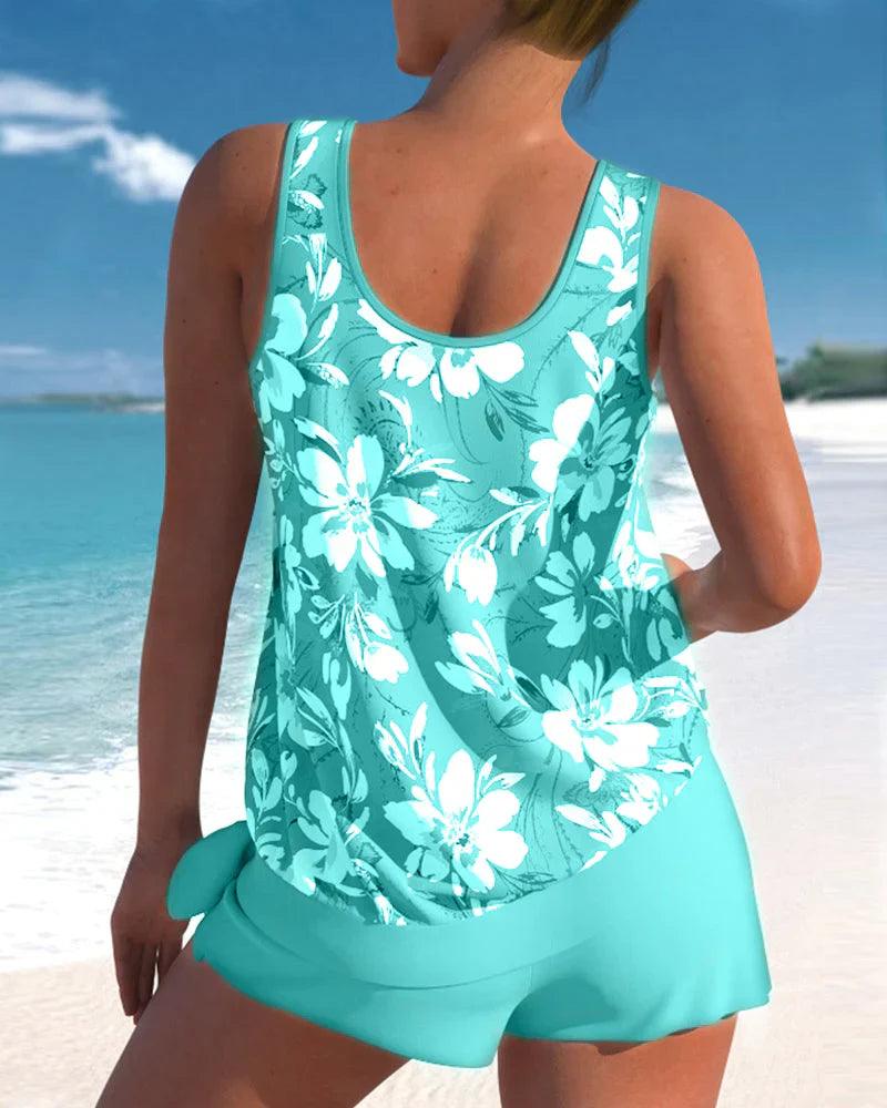 Calantha | Women's Floral Print Two Piece Tankini Swim Set
