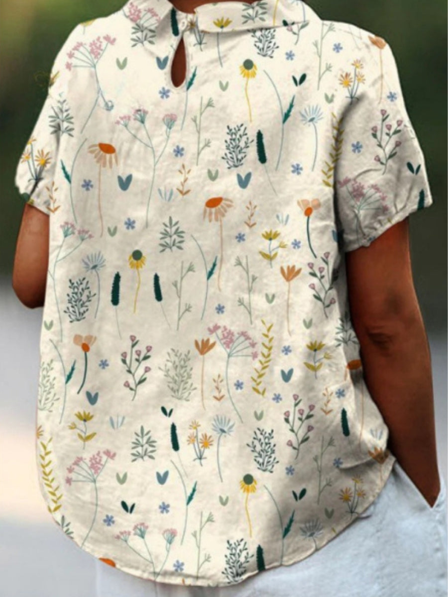 Rae | Women's Short Sleeve Blouse with Floral Print and Collar