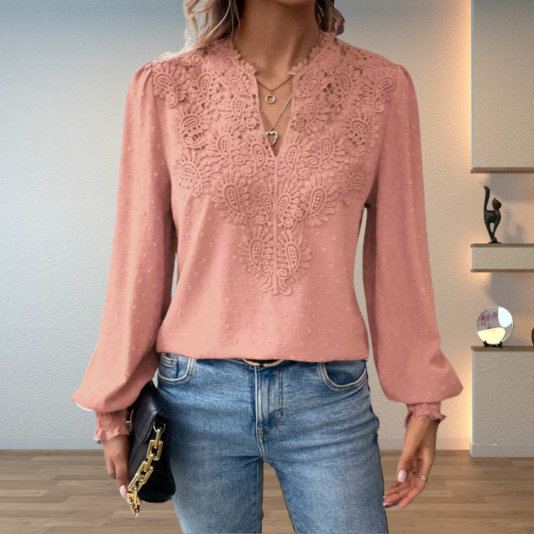 Corinne | Women's Puff Sleeve Lace Blouse with Long Sleeve
