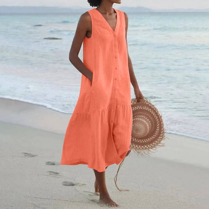 Helena | Women's Oversize Summer Dress with Sleeveless and Buttons