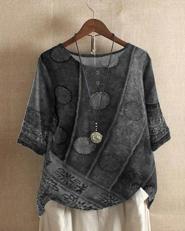 Belina | Women's Stylish Oversize Blouse with Printed and Buttons