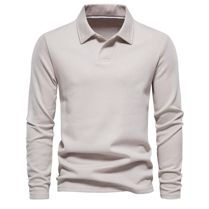 Eddie | Men's Classic Cotton Polo Shirt with Long Sleeve and Buttons