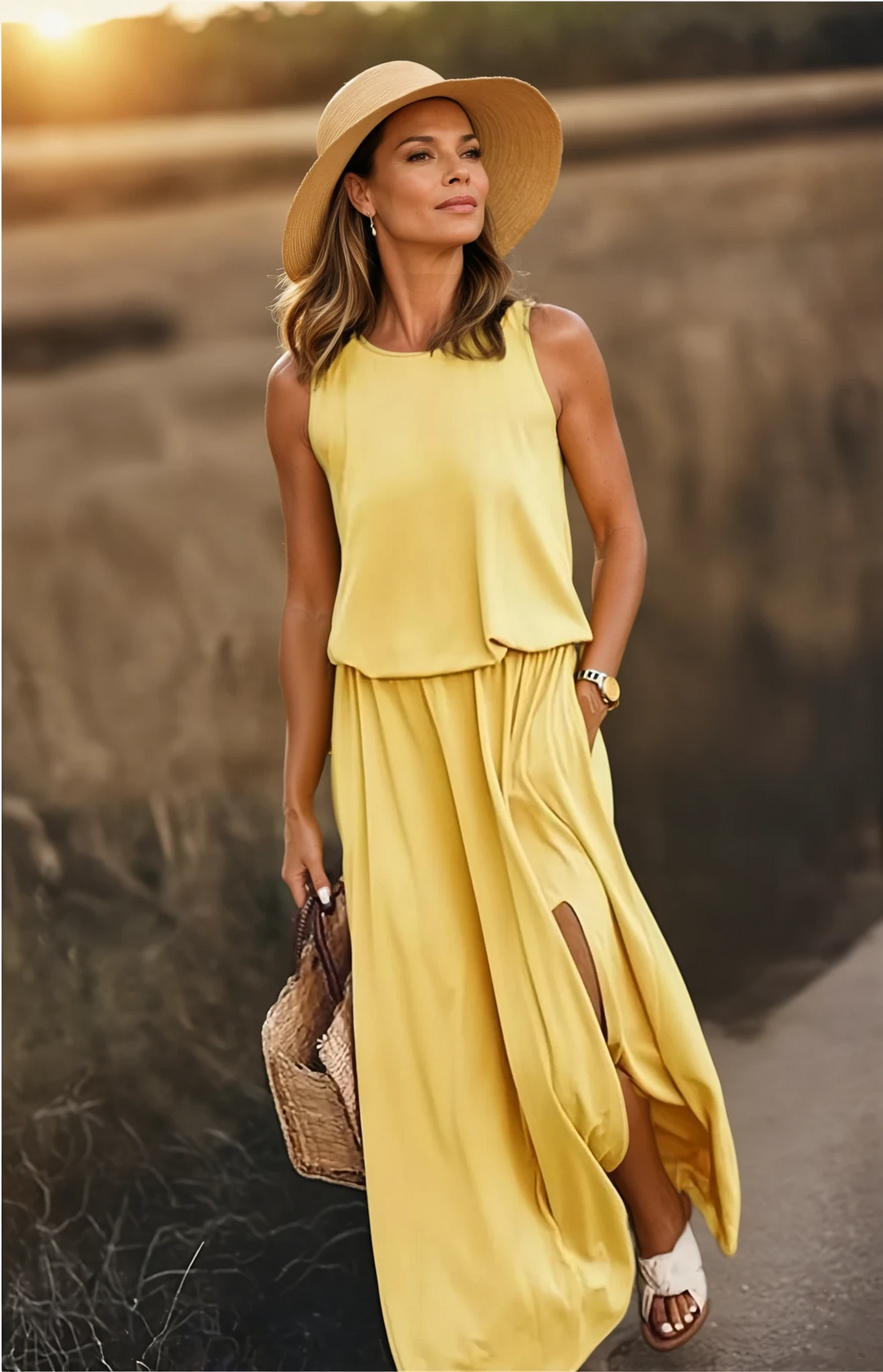 Florene | Women’s Sleeveless Maxi Dress with Slit