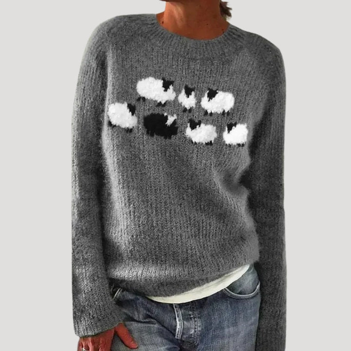 Marina | Women’s Patterned Knit Sweater with Round Neckline