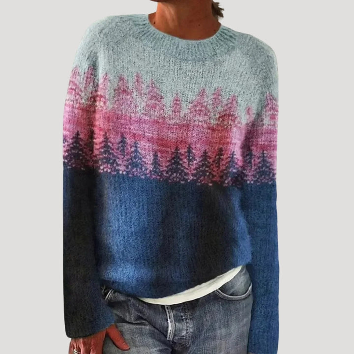 Marina | Women’s Patterned Knit Sweater with Round Neckline