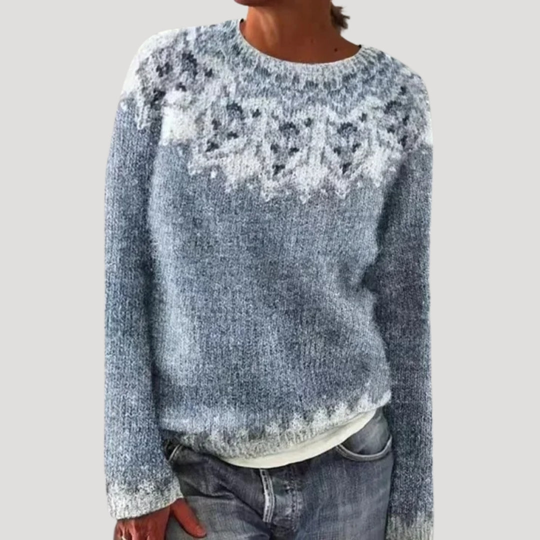 Marina | Women’s Patterned Knit Sweater with Round Neckline