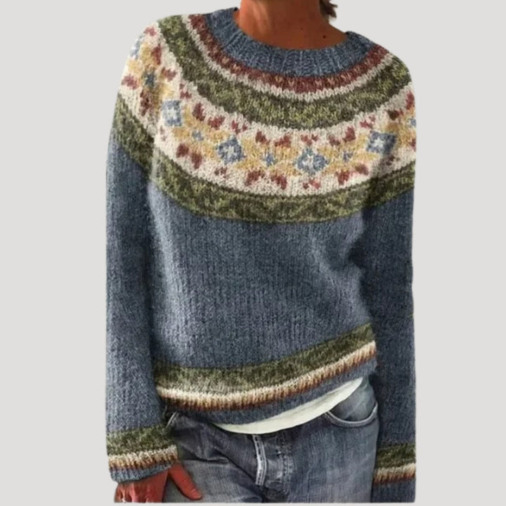Marina | Women’s Patterned Knit Sweater with Round Neckline