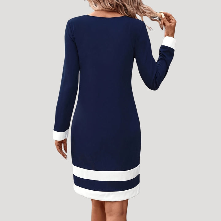 Dahlia | Women's Elegant Color Block Long Sleeve Shift Dress