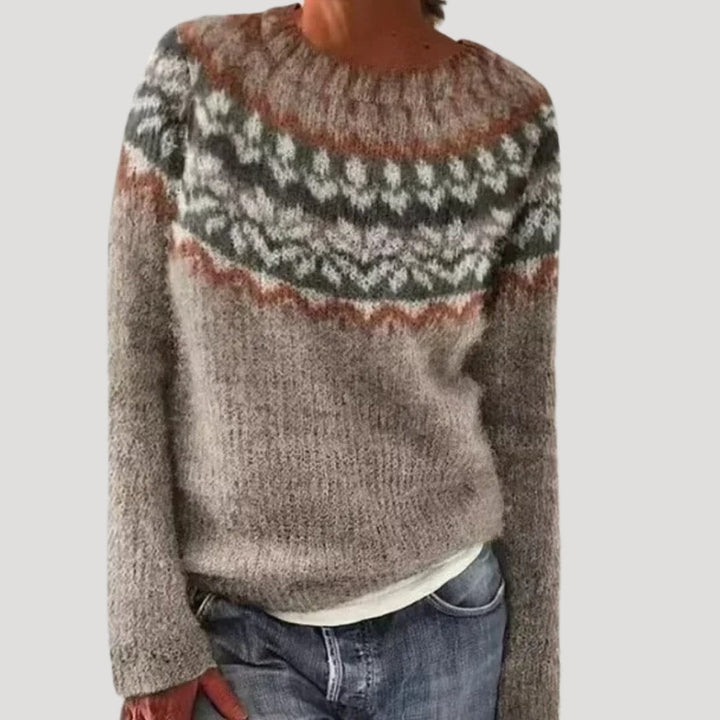 Marina | Women’s Patterned Knit Sweater with Round Neckline
