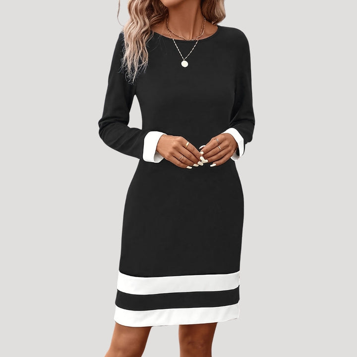 Dahlia | Women's Elegant Color Block Long Sleeve Shift Dress