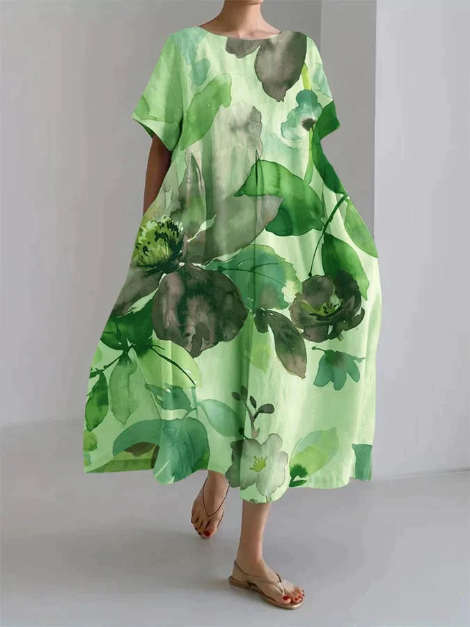 Virelle | Women’s Loose Fit Floral Print Dress with Short Sleeves