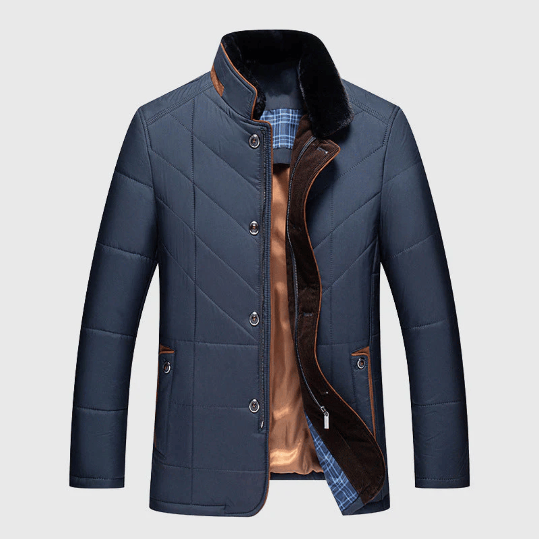 Theren | Men's Quilted Winter Jacket with Stand Collar
