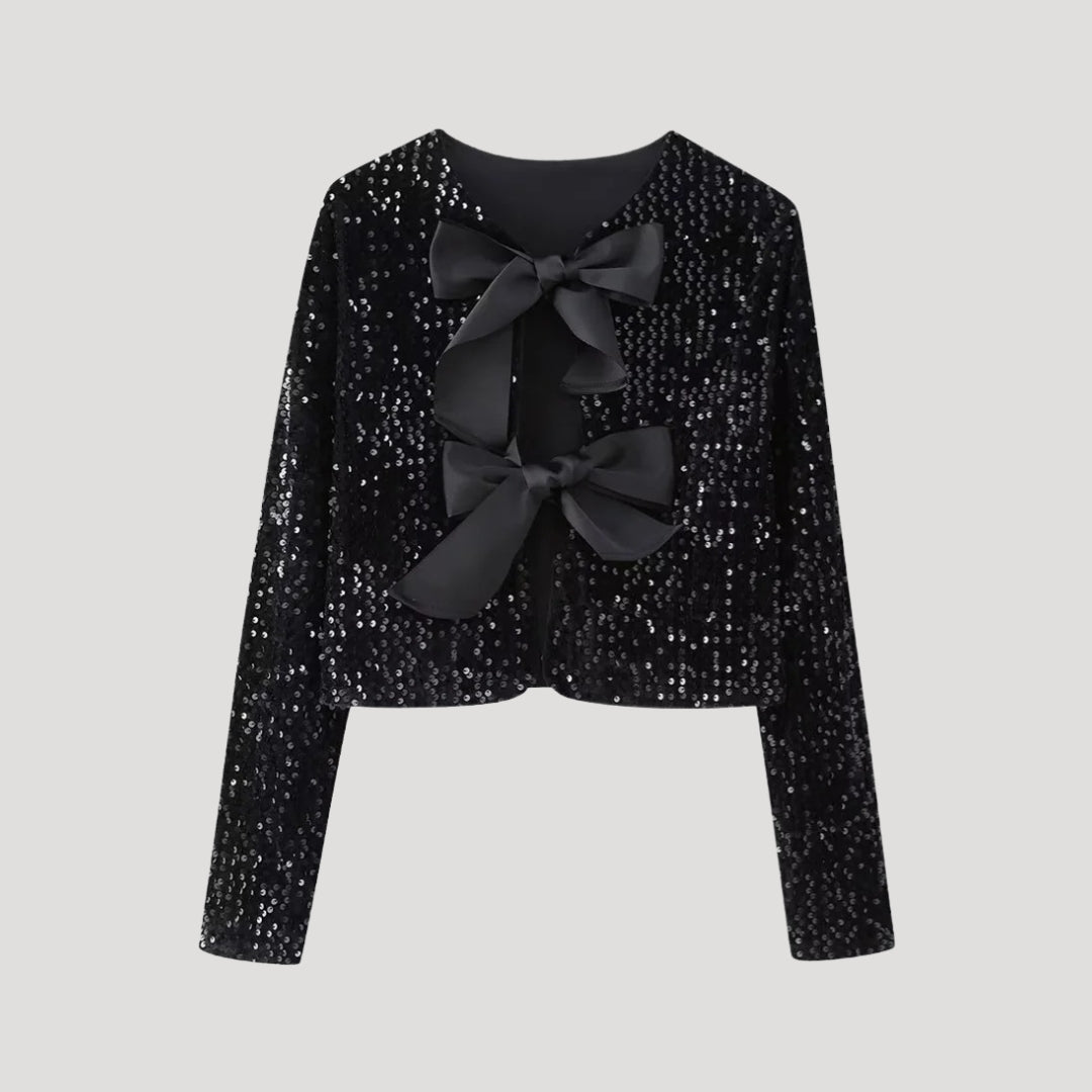 Lumina | Women’s Sequin Cardigan with Bow Accents
