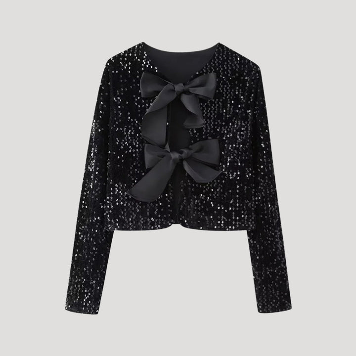 Lumina | Women’s Sequin Cardigan with Bow Accents
