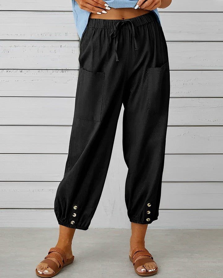 Nyra | Women’s High-Waisted Jogger Pants Pockets and Buttons
