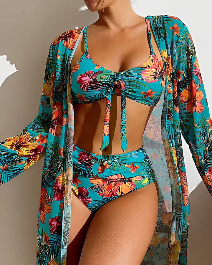 Vivara | Women’s Three-Piece Floral Print Bikini Set