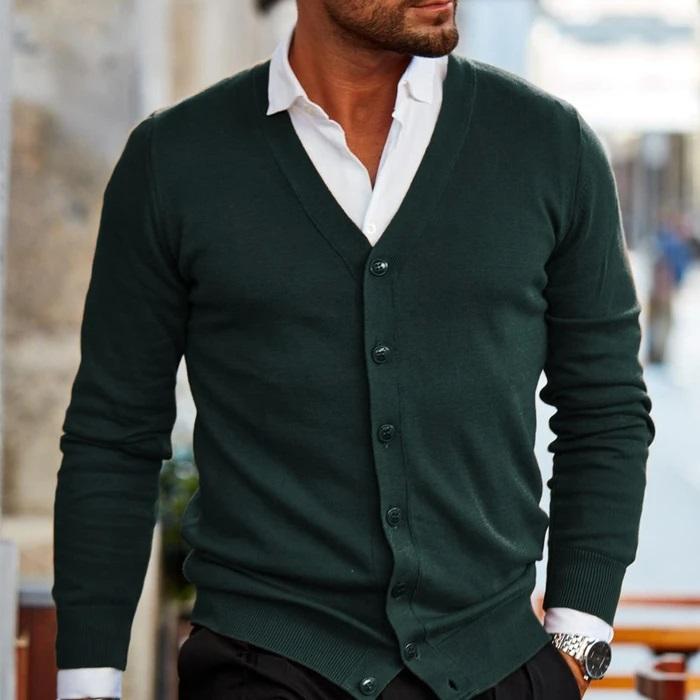 Brian | Men’s Casual Cardigan with V-neck and Buttons