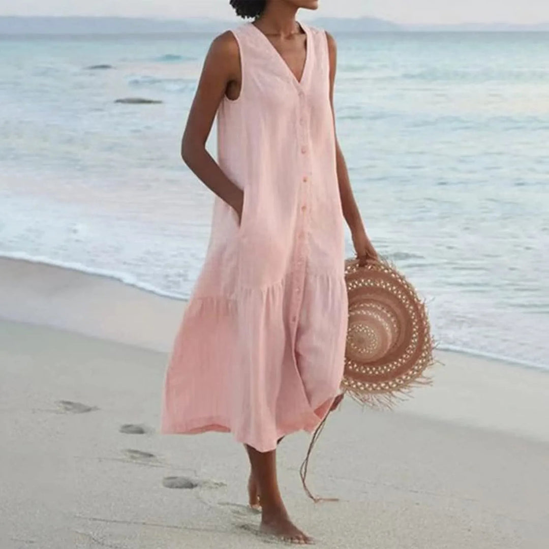 Helena | Women's Oversize Summer Dress with Sleeveless and Buttons