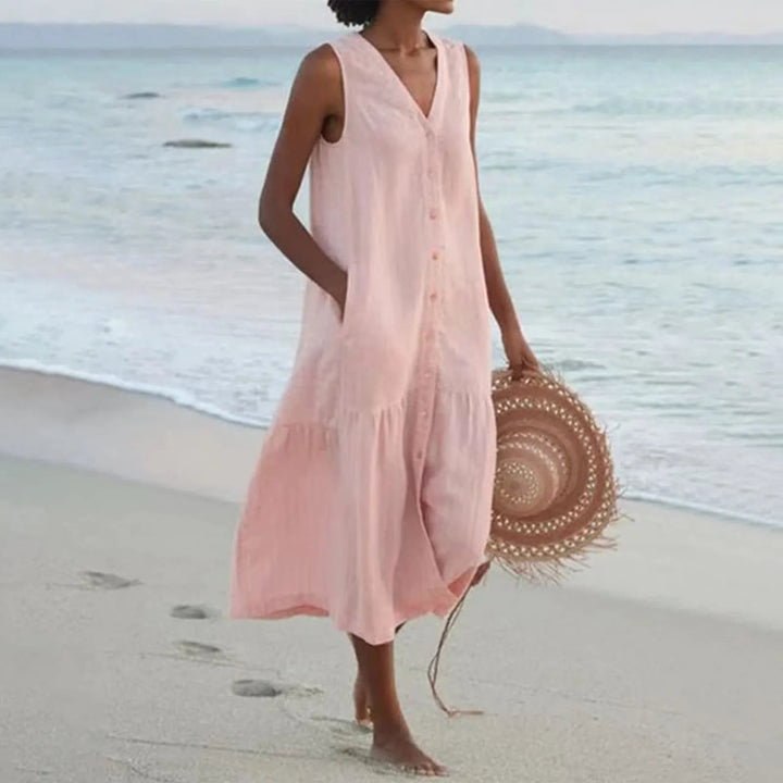 Helena | Women's Oversize Summer Dress with Sleeveless and Buttons