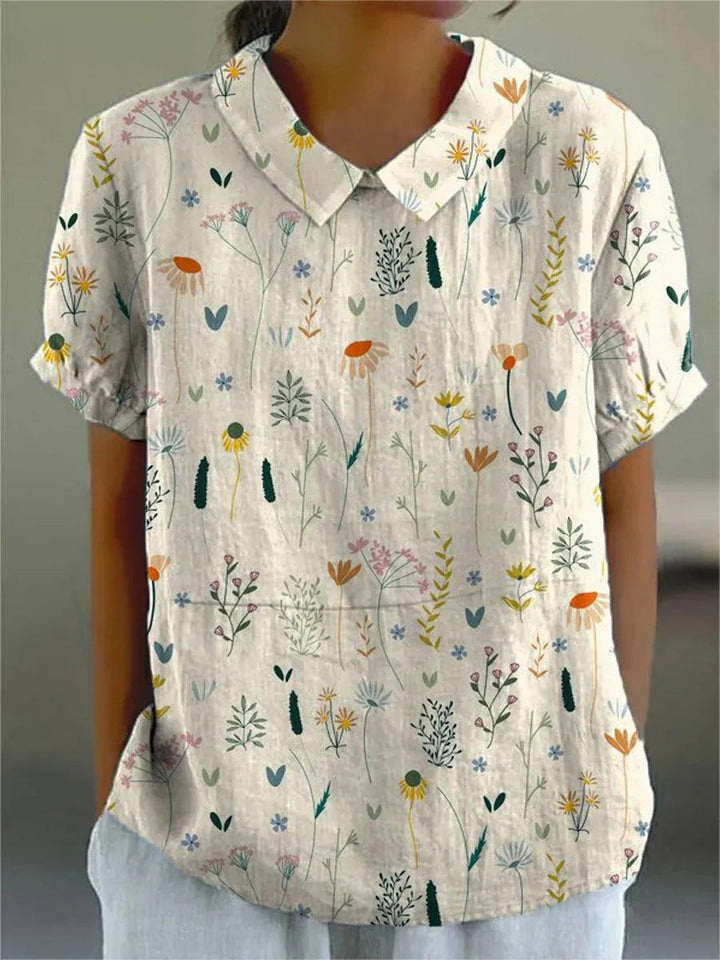 Rae | Women's Short Sleeve Blouse with Floral Print and Collar