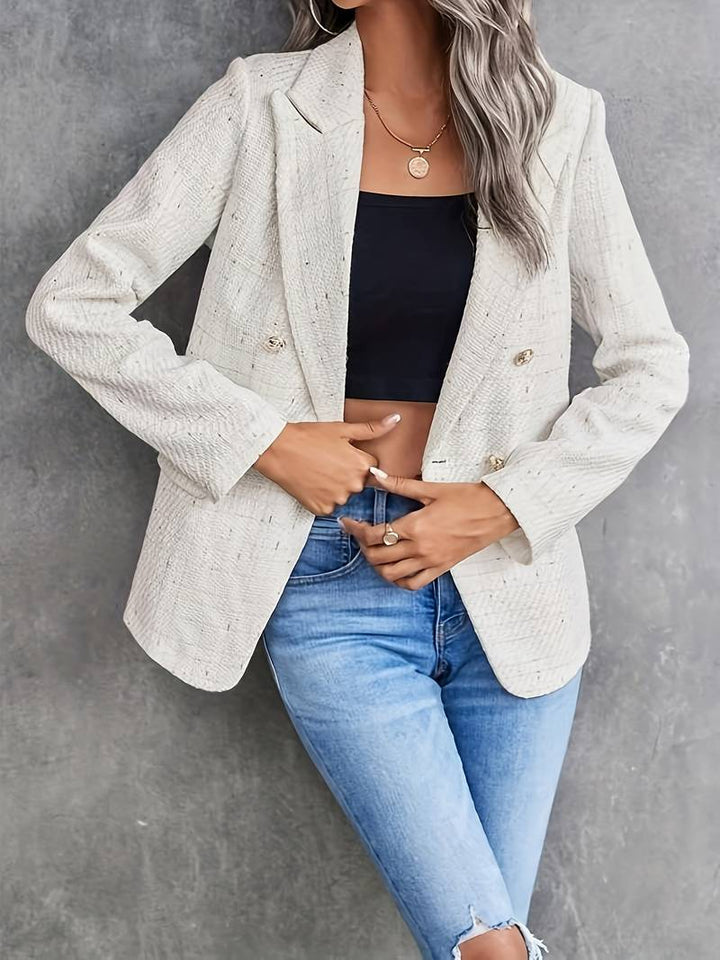 Brielle | Women's Tweed Double-Breasted Blazer with Gold Buttons