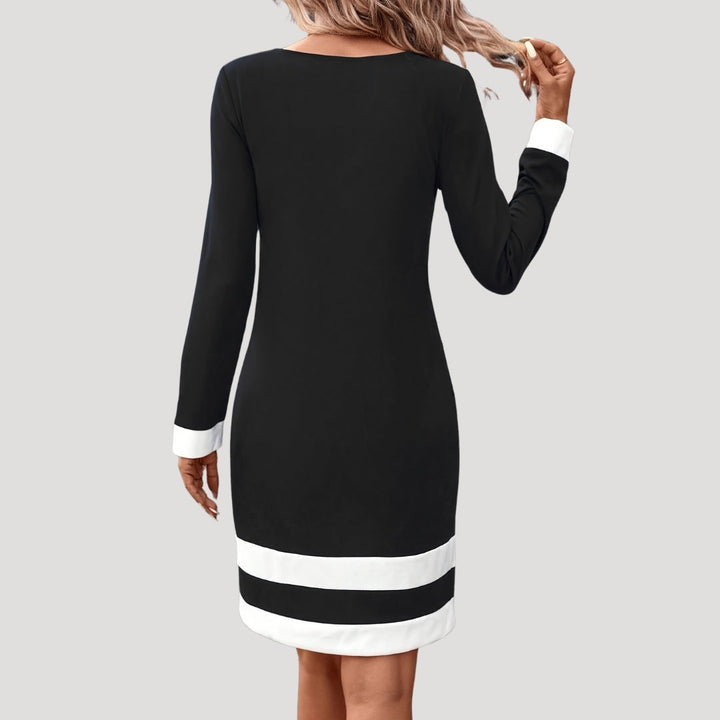 Dahlia | Women's Elegant Color Block Long Sleeve Shift Dress