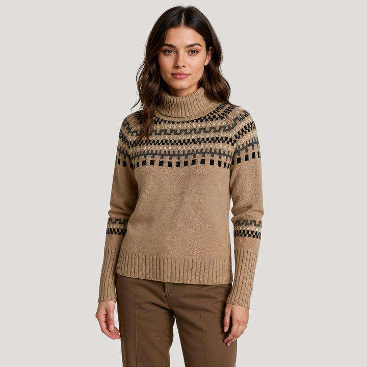 Amara | Women’s Fair Isle Oversized Knit Sweater with Turtleneck