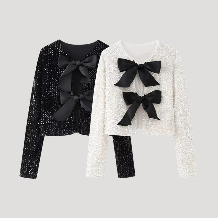 Lumina | Women’s Sequin Cardigan with Bow Accents