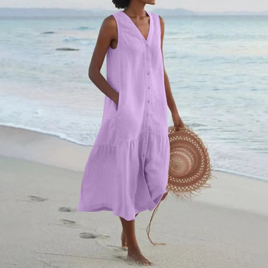 Helena | Women's Oversize Summer Dress with Sleeveless and Buttons