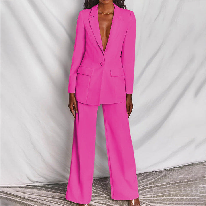 Caldris | Women’s Blazer and Trousers Set with Deep V-neck