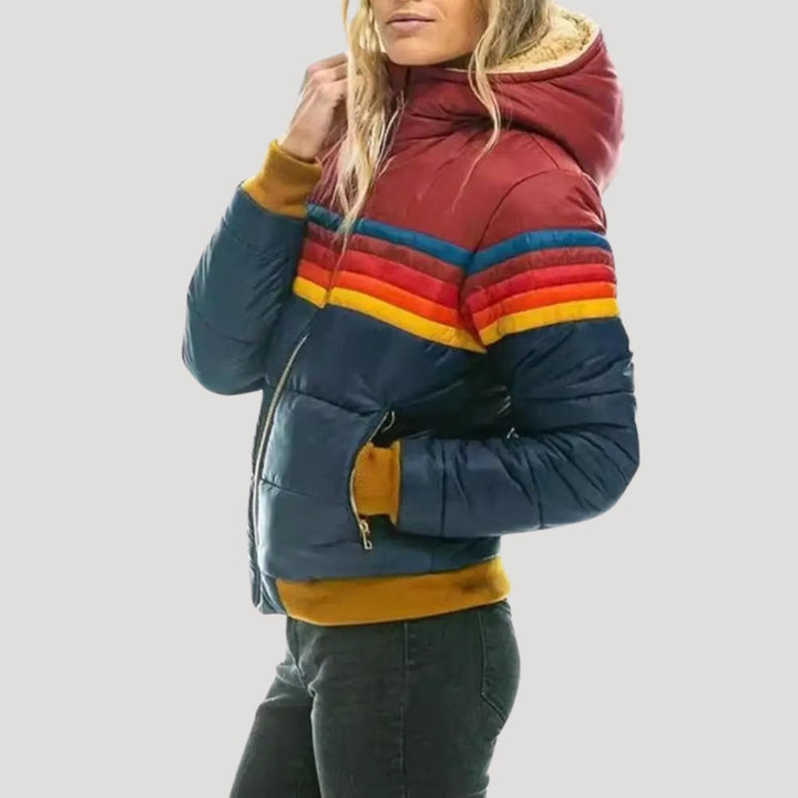 Orla | Women's Retro Inspired Puffer Jacket with Hood and Striped