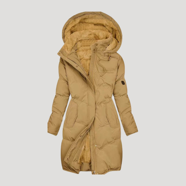 Ellen | Women’s Mid-Length Hooded Winter Jacket with Faux Fur
