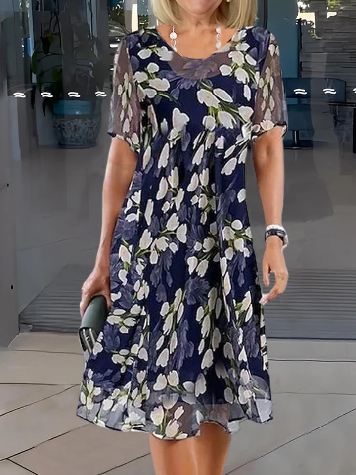 Melrose | Women's Classic Half Sleeves Midi Floral Dress