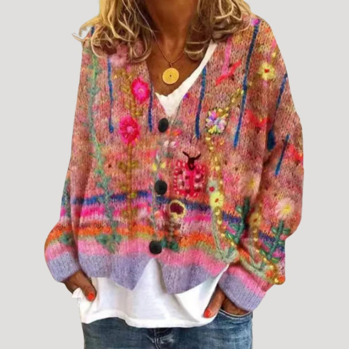 Brunelle | Women’s Floral Button-Up Cardigan with V-neckline