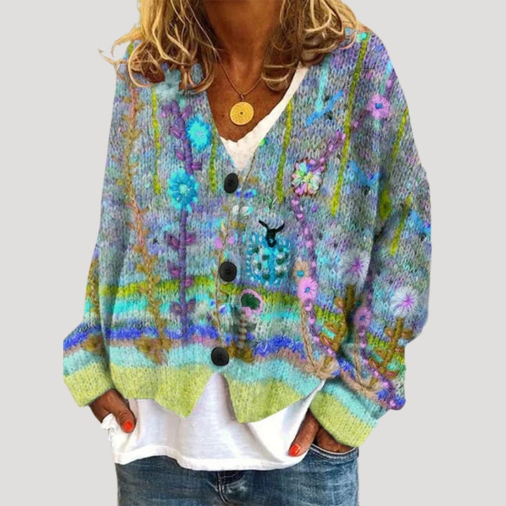 Brunelle | Women’s Floral Button-Up Cardigan with V-neckline