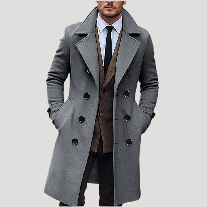 Gareth | Men’s Wool Blend Double-Breasted Winter Coat with Pockets