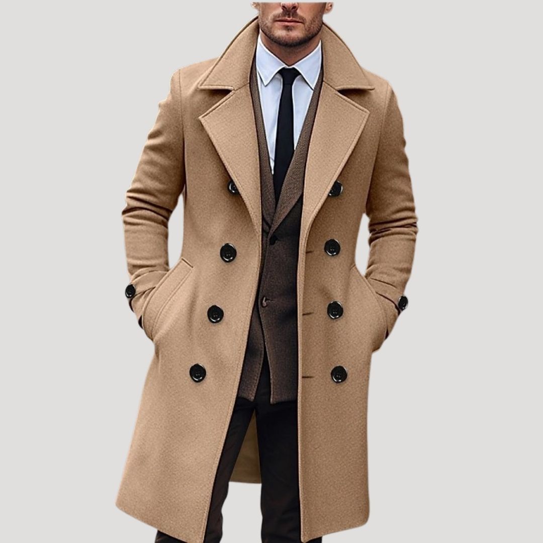 Gareth | Men’s Wool Blend Double-Breasted Winter Coat with Pockets